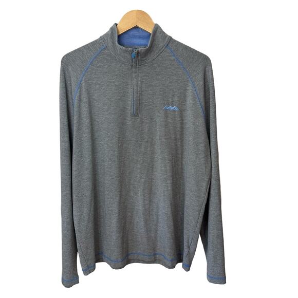 Johnnie O Natural‎ Performance 1/4 Zip Golf Shirt Mens Size L Gray Blue Logo Top - Picture 1 of 13